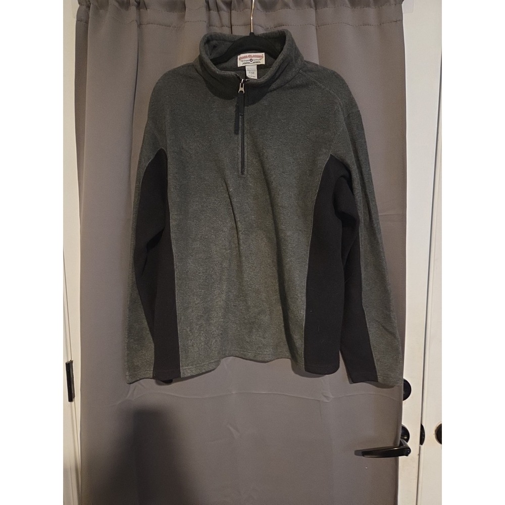 Boca Classics Original Clothing Gray Black Fleece, Men's Large Pullover, 1/4 Zip